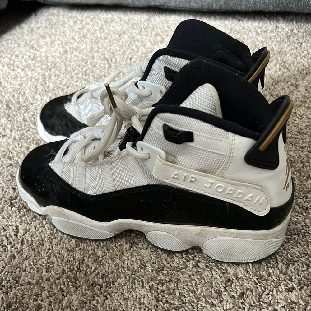 Jordan Black and White High-Top Sneakers 6Y